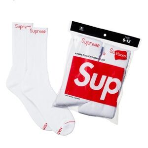 Supreme x Hanes White Crew Socks - 4 Pack